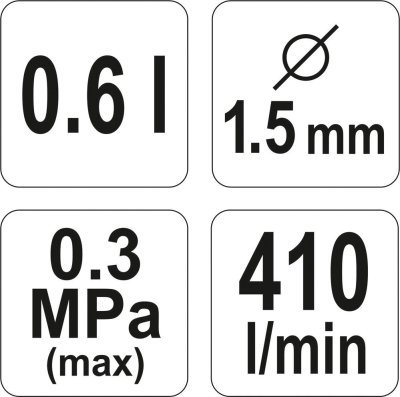 Yato - Striekacia pištoľ pneumatická 0.6L Ø1.5mm