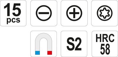 Yato - Sada magnetických skrutkovačov S2 15ks