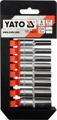 Yato - Sada nástavcov šesťhranné 1/4" 8ks 5.5-13mm