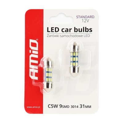 AMiO - LED žiarovky STANDARD 3014 9SMD Festoon C5W C10W C3W 31mm White 12V