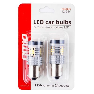 AMiO - LED žiarovky CANBUS 3020 24SMD 1156 BA15S P21W R10W R5W White 12V/24V