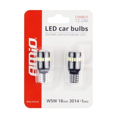 AMiO - LED žiarovky CANBUS 18SMD 3014 + 1SMD 1SMD T10 W5W White 12V/24V