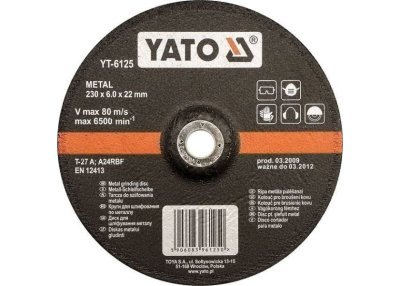 YATO - Brúsny kotúč vypuklý na kov 125 x 22 x 6mm