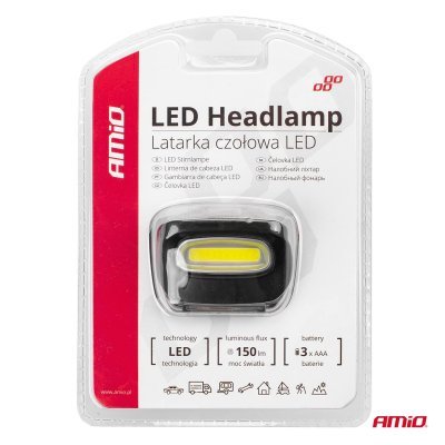 AMiO - Čelovka LED COB 3xAAA 150Flux IPX3