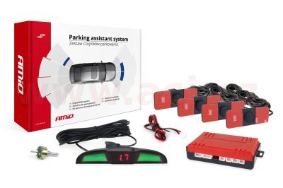 parkovací asistent zadní - zvuková signalizace + LED - COB displej, 4x senzor 16,5 mm pro vnitřní montáž (ČERNÉ)