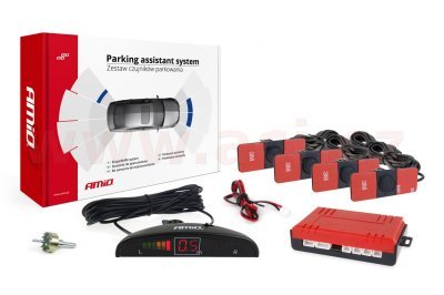 parkovací asistent zadní - zvuková signalizace + LED displej, 4x senzor 16,5 mm pro vnitřní montáž (ČERNÉ)