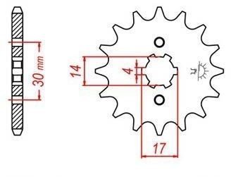 JT-Anglicko - Reťazové koliesko pre sekundárne reťaze typu 420, (14 zubov)