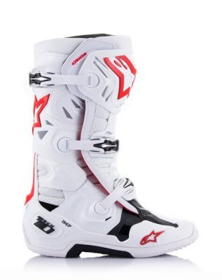 ALPINESTARS - Topánky TECH 10 SUPERVENTED, perforované (biela/červená/čierna, veľ. 47)