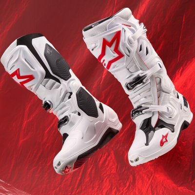 ALPINESTARS - Topánky TECH 10 SUPERVENTED, perforované (biela/červená/čierna, veľ. 47)