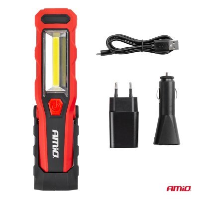 AMIO - Ručné svietidlo 3W COB + 1W LED, 1800mAh
