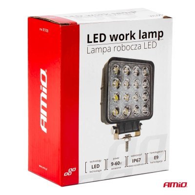 AMiO - Pracovné LED svetlo 16x LED AWL05 EMC 108x108 48W FLAT 9-60V