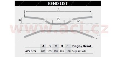 řídítka (ATV) o průměru 22 mm s hrazdou a chráničem, RTECH (černá)