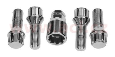 Bezpečnostné skrutky M14x1.5, kuželové sedlo, závit 29 mm (sada 4 ks)