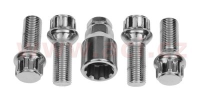 Bezpečnostné skrutky M14x1.5, polguľové sedlo, závit 30 mm (sada 4 ks)