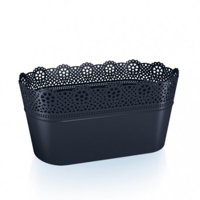 Kvetináč LACE dlhý antracit 29x13,5x15,5cm (balenie 5ks)