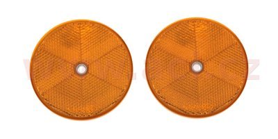 univerzální odrazka kulatá s otvorem pro uchycení, oranžová (průměr 84 mm) 2 ks