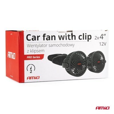 AMiO - Ventilátor do auta s klipom 2x4" 12V