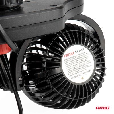 AMiO - Ventilátor do auta pre opierku hlavy s USB nabíjačkou 2x4" 12V