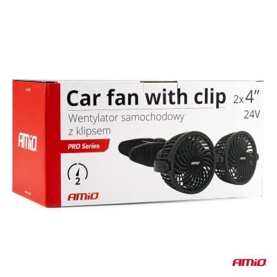 AMiO - Ventilátor do auta s klipom 2x4" 24V