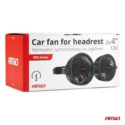 AMiO - Ventilátor do auta pre opierku hlavy 2x4" 12V