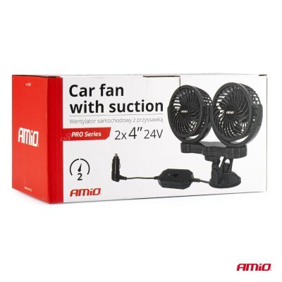 AMiO - Ventilátor do auta s prísavkou 2x4" 24V