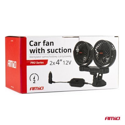 AMiO - Ventilátor do auta s prísavkou 2x4" 12V
