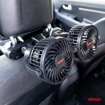 AMiO - Ventilátor do auta pre opierku hlavy 2x4" 12V