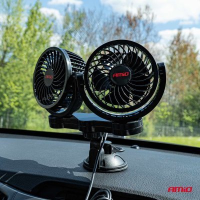 AMiO - Ventilátor do auta s prísavkou 2x4" 12V