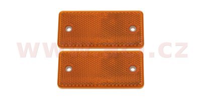 univerzální odrazka obdélník s dvěma otvory pro uchycení, oranžová (94x44 mm) 2 ks