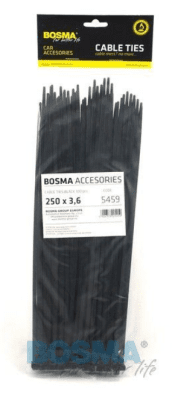Bosma - Sťahovacia páska čierna 250x3.6mm 100ks