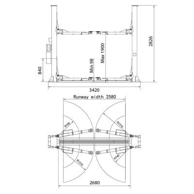 Dvojstĺpový hydraulický zdvihák RP-6254B 4T