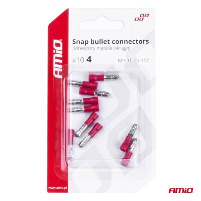 AMiO - Elektrický konektor – kolík valcový 4mm 0.5-1.5mm2 10A 10 ks