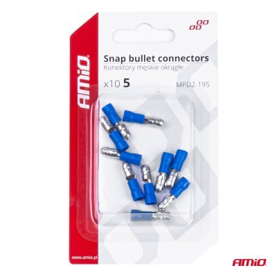AMiO - Elektrický konektor – valcový kolík 5mm 1.5-.25mm2 15A 10 ks