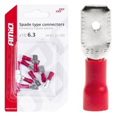 AMiO - Sada elektrických konektorov 6.3mm 0.5-1.5mm2 10A 10 ks