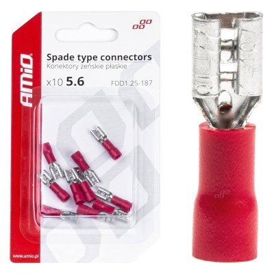 AMiO - Elektrické konektory – samica (násuvka) 5.6mm 0.5-1.5mm2 10A 10 ks