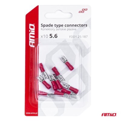 AMiO - Elektrické konektory – samica (násuvka) 5.6mm 0.5-1.5mm2 10A 10 ks