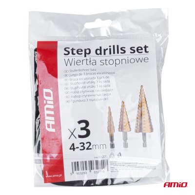 AMiO - Stupňovité vrtáky 3 ks sada