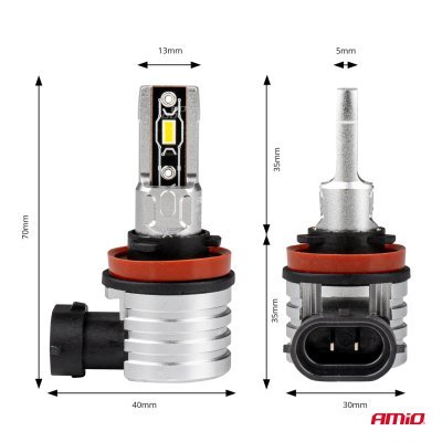 AMiO - LED žiarovky hlavného svietenia H8/H9/H11/H16 H-mini Series