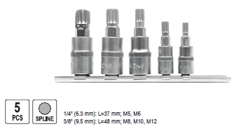 Yato - Sada vnútorných nadstavcov SPLINE 1/4" 3/8" 5ks