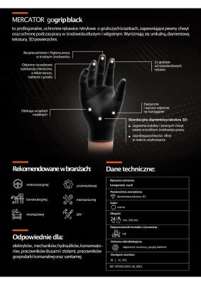 Mercator - Nitrilové rukavice GoGrip čierne veľkosť L, 50 ks