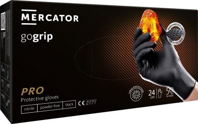 MERCATOR - Nitrilové rukavice GoGrip čierne veľkosť XXL, 50 ks