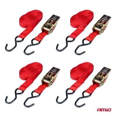 AMiO - Upínacie pásy s račňou 700kg 25mm 4,5m 4ks BELT-03