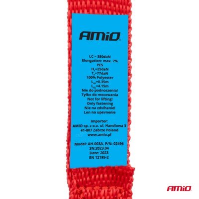 AMiO - Upínacie pásy s račňou 700kg 25mm 4,5m 4ks BELT-03