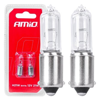 AMiO - Halogénové žiarovky H21W 12V 21W BAY9S white 2ks blister