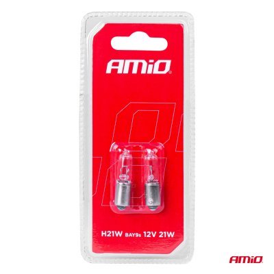 AMiO - Halogénové žiarovky H21W 12V 21W BAY9S white 2ks blister