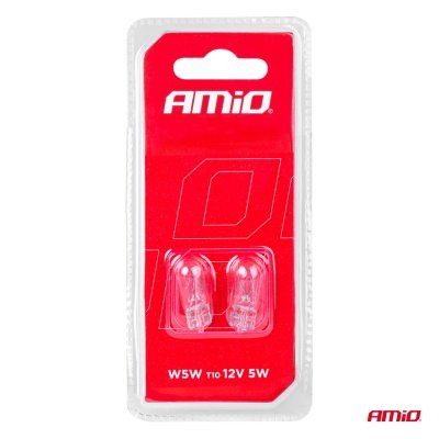 AMiO - Halogénové žiarovky T10 W5W W2.1x9.5d 12V 2ks blister