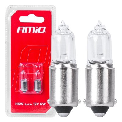 AMiO - Halogénové žiarovky H6W 12V 6W BAX9S white 2ks blister