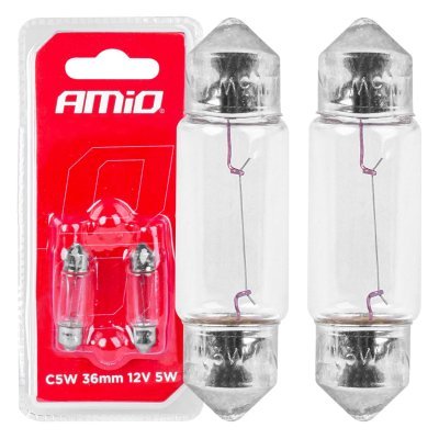 AMiO - Halogénové žiarovky C5W Festoon SV 8,5-8 36mm 12V 2ks blister
