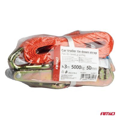 AMiO - Upínací popruh na koleso 3-bodový s račňou 5000kg 50mm 3m