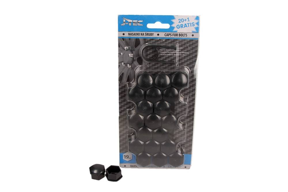 J-Tec - Univerzálne kryty matice/skrutiek kolies 19mm Čierna